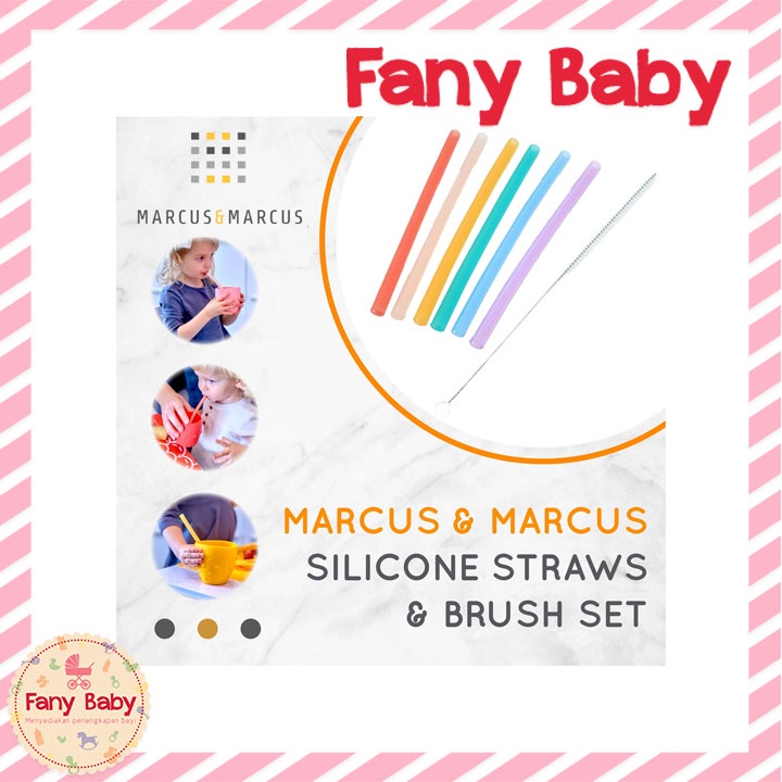 MARCUS &amp; MARCUS SILICONE STRAWS &amp; BRUSH SET