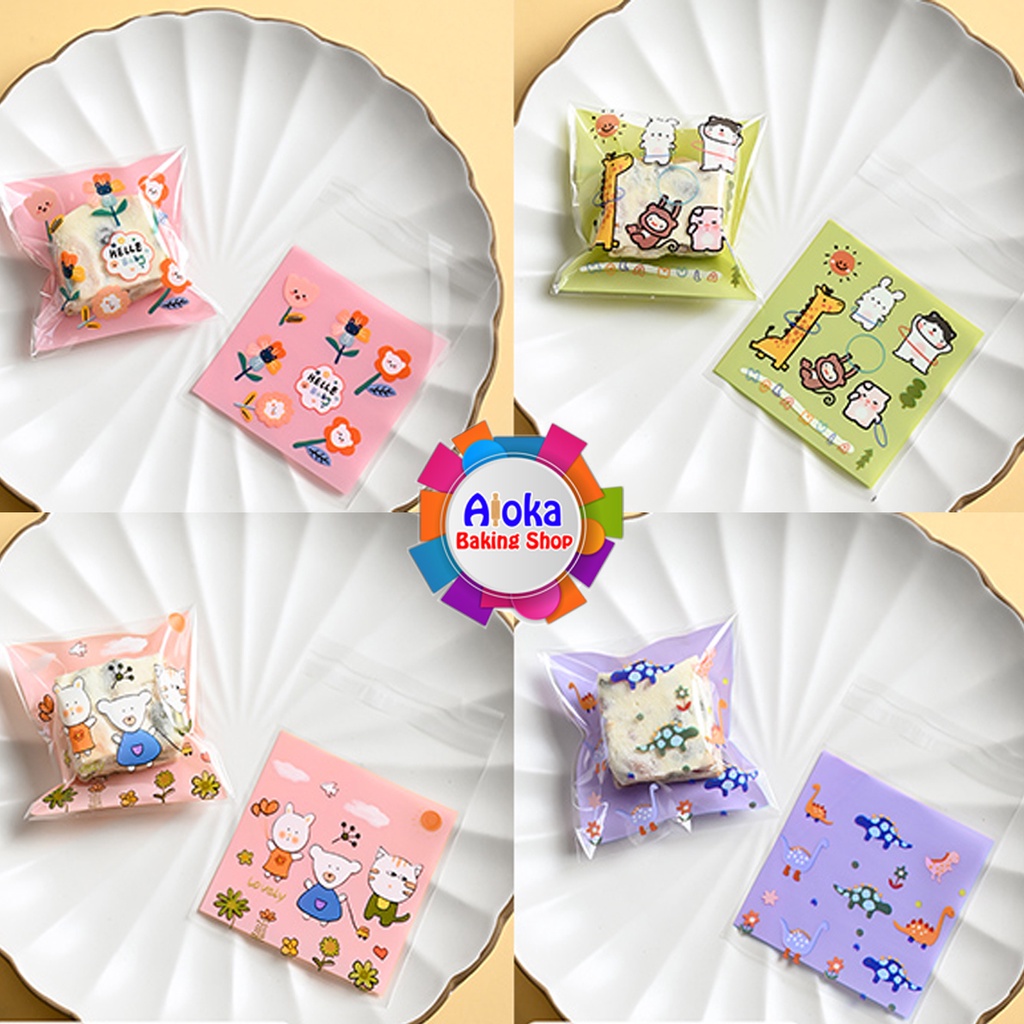 100Pcs 7x7 Cookies bag / plastik kue kering / Kemasan kue lucu SERI5