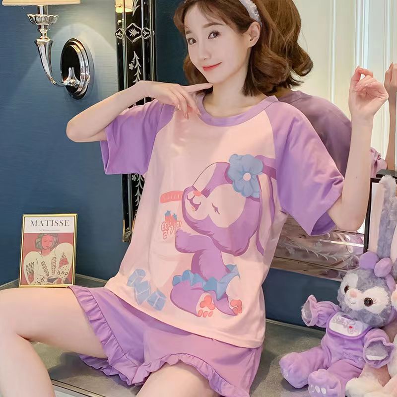 TUTULADY Baju Tidur Wanita Set Pendek Motif Kartun Lucu