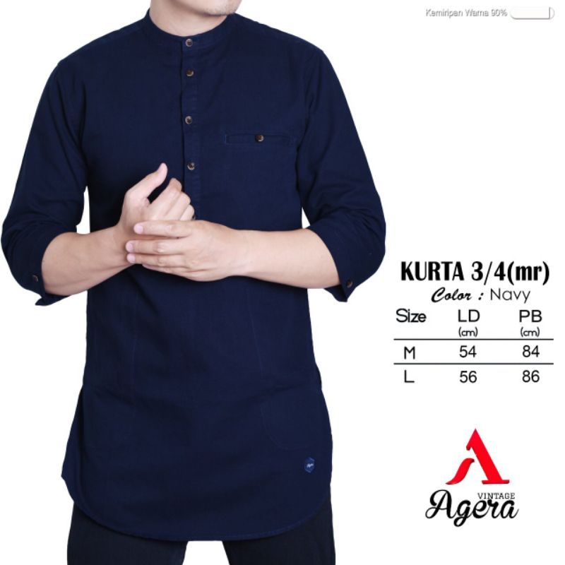 [ NEW ] BAJU KEMEJA KURTA KOKO KEMKO PRIA MUSLIM LENGAN 3/4 TERBARU ORIGINAL AGERA SAJUAK