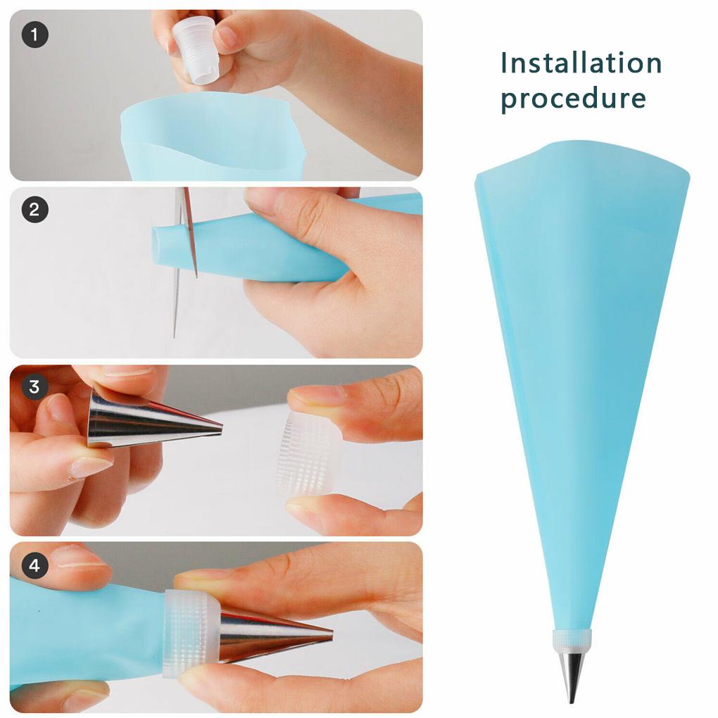 20pcs/set Frosting Kit Dekorasi Kue Icing Bag Scraper Warna Random Food Tong Icing Nozzle Set Alat Baking