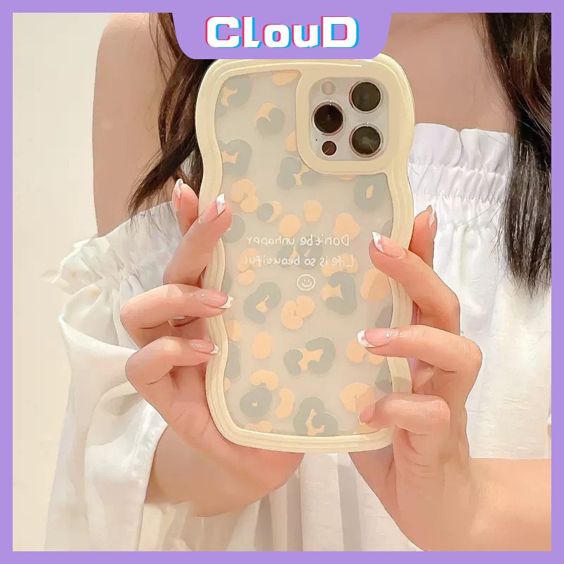 Case Untuk Samsung A04s A14 A12 A13 A04E A53 A03 A20 A52 A22 A03s A50s A30s A04 A23 A33 M22 A52s A21s A31 A32 A50 A20s A11 A02s A51 Fashion Motif Leopard Lembut Bergelombang Tepi Smile Cover