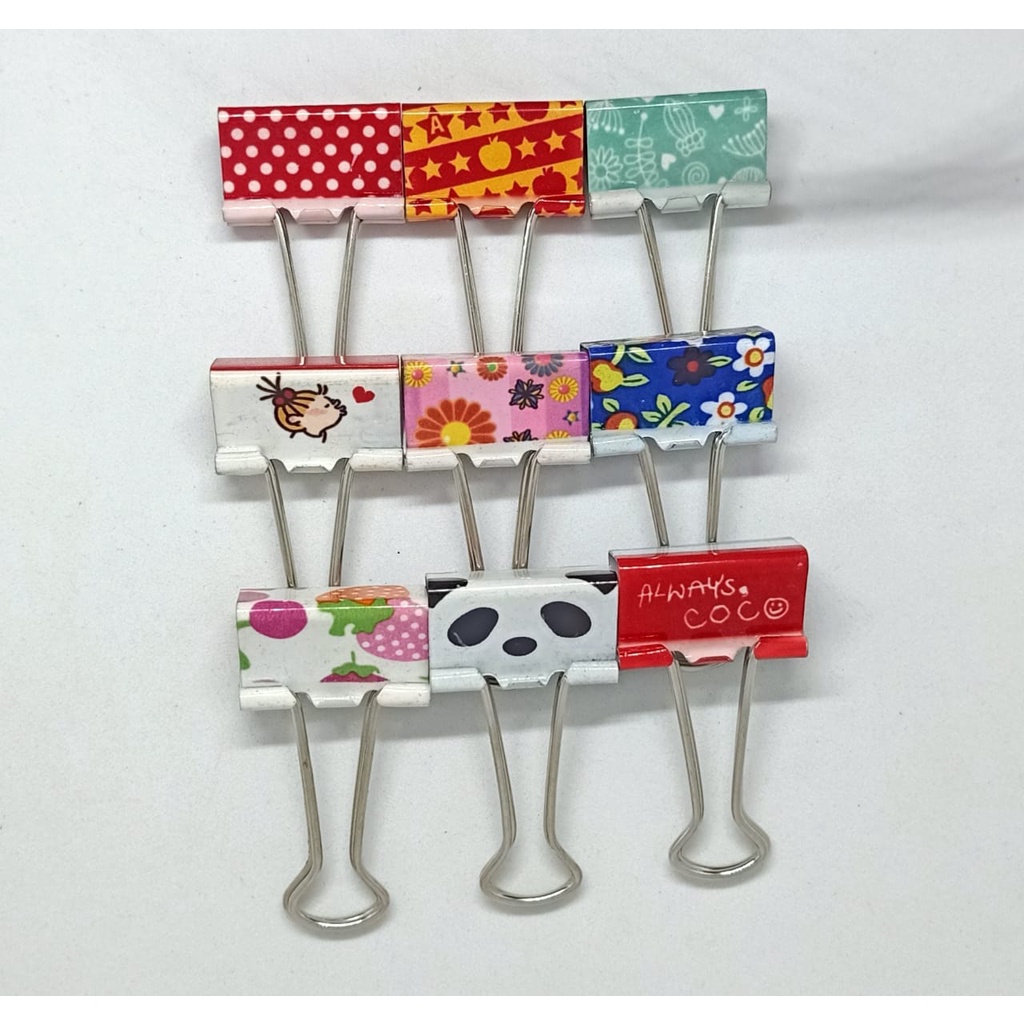 ~ PIYOSHI08 ~ Binder Paper Clips Klip Penjepit Kertas Motif &amp; Polos Murah AF239