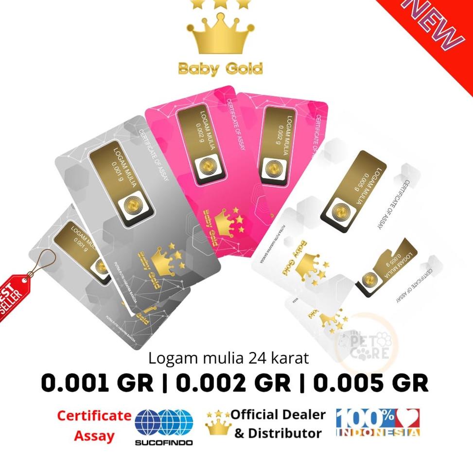 [N-5I ㊚] BABY GOLD Emas Murni Logam mulia 0.001gr / 0.002gr / 0.005gr-paling laris