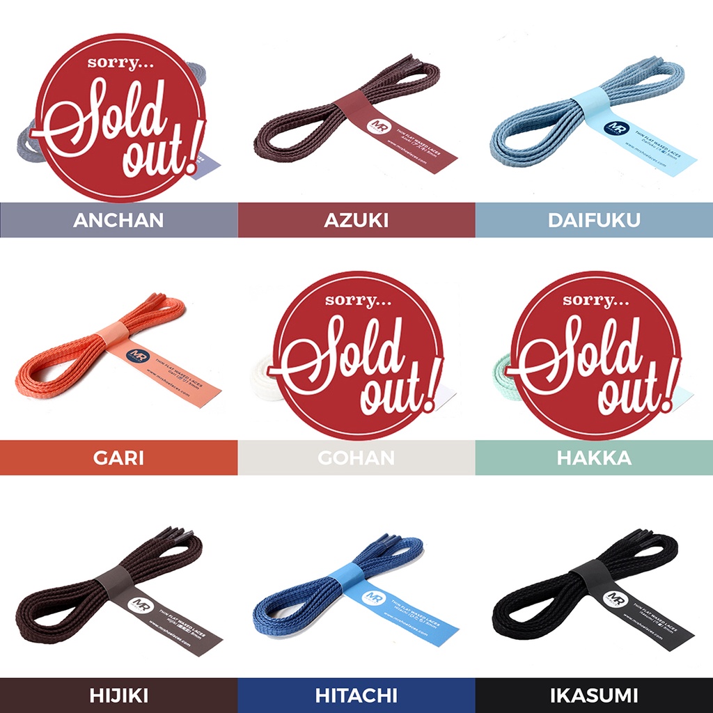 Tali Lilin Gepeng Kecil (Thin Flat) 90cm Variasi Warna untuk Sepatu Sneakers