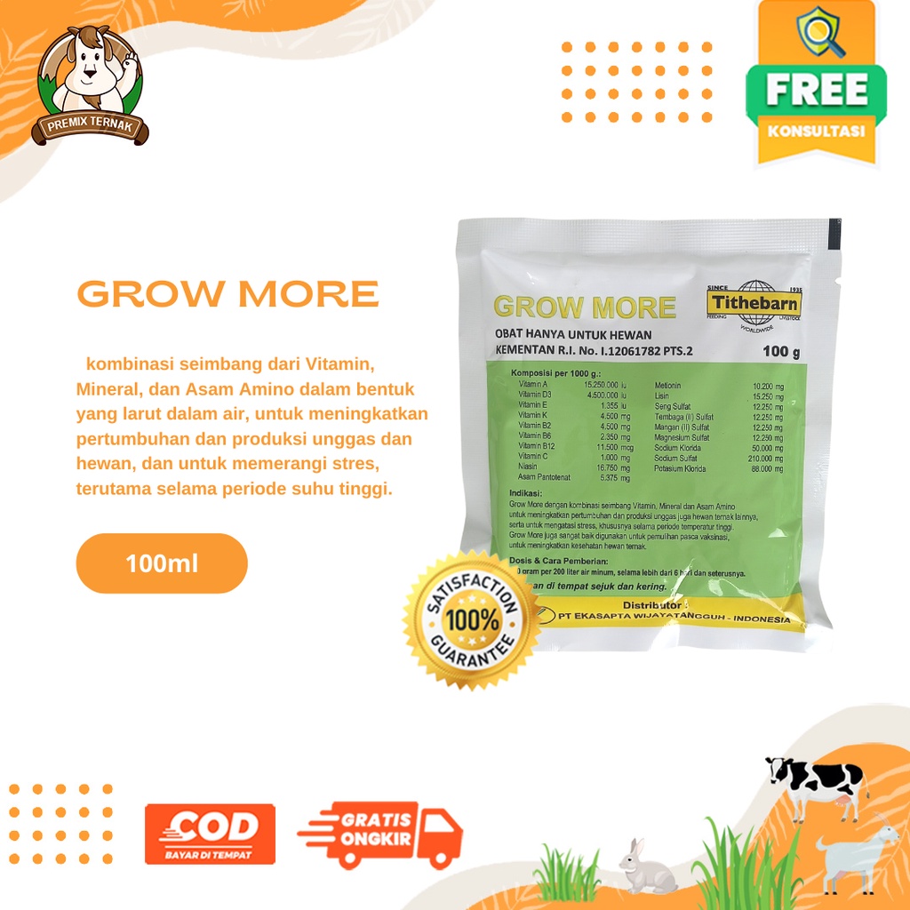 GROW MORE 100 gram - Multivitamin Asam amino dan Mineral Ayam