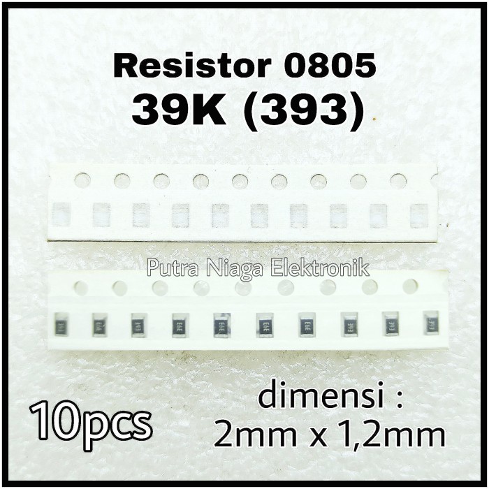 (10pcs) Resistor SMD 0805 39K Tahanan 39Kohm 39 K Marking: 393 putr4n14 Kualitas Baik