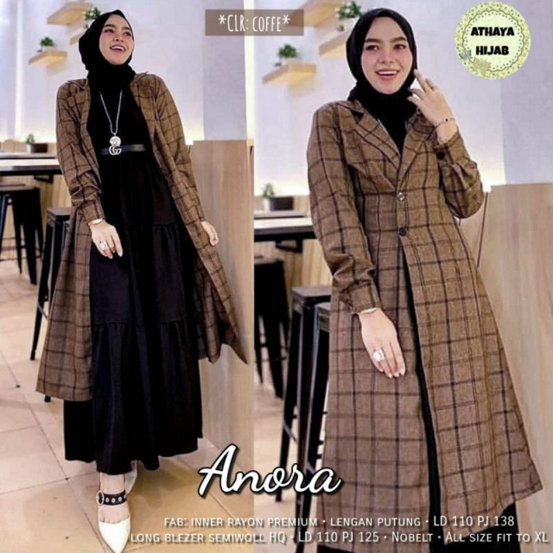 Gamis Set Outer Long Blazer LD 110 Anora Set By Athaya Hijab