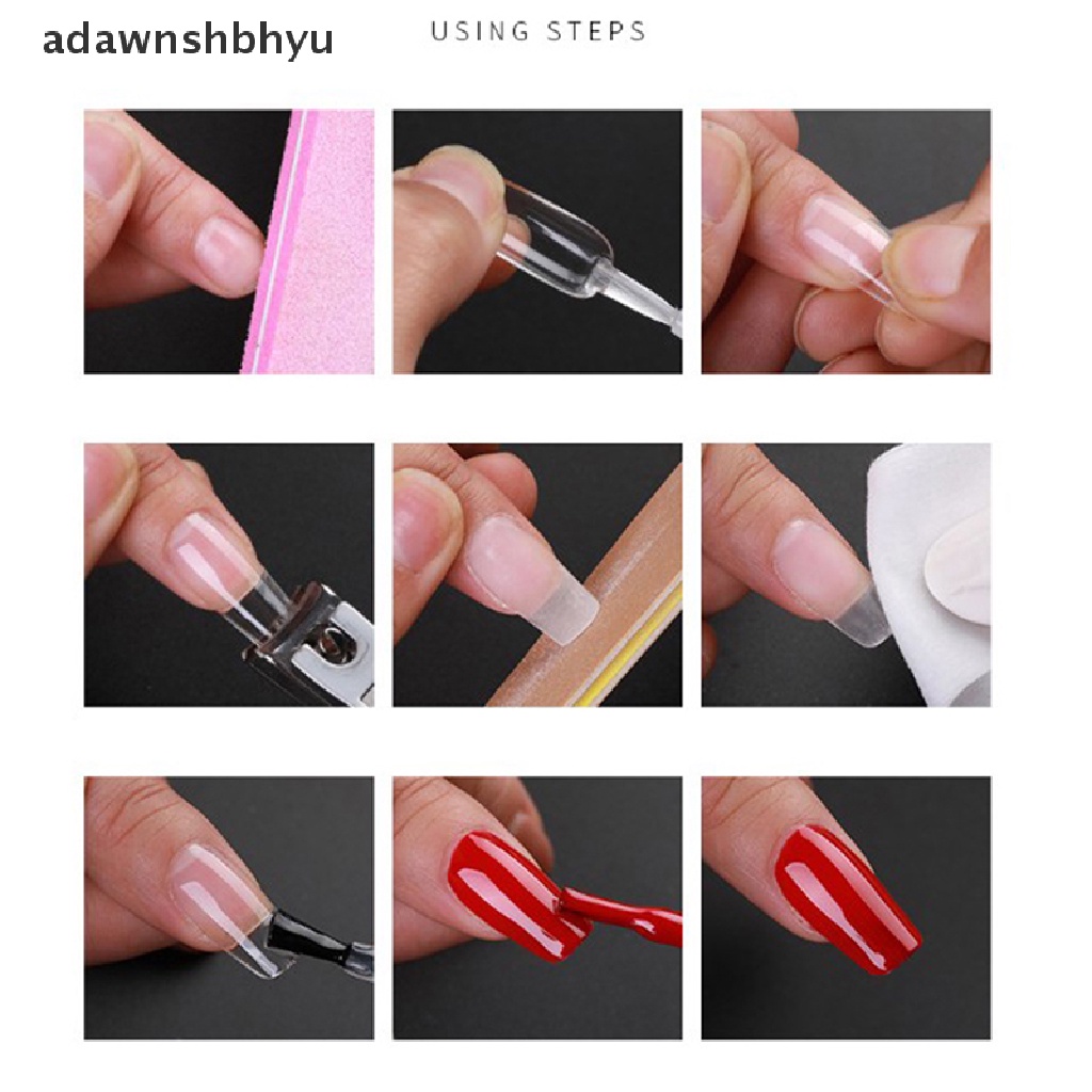 Adawnshbhyu 120Pcs Poly Nail Gel Nail Bentuk Ganda Ekstensi Jari UV Builder Nail Tips Tools ID