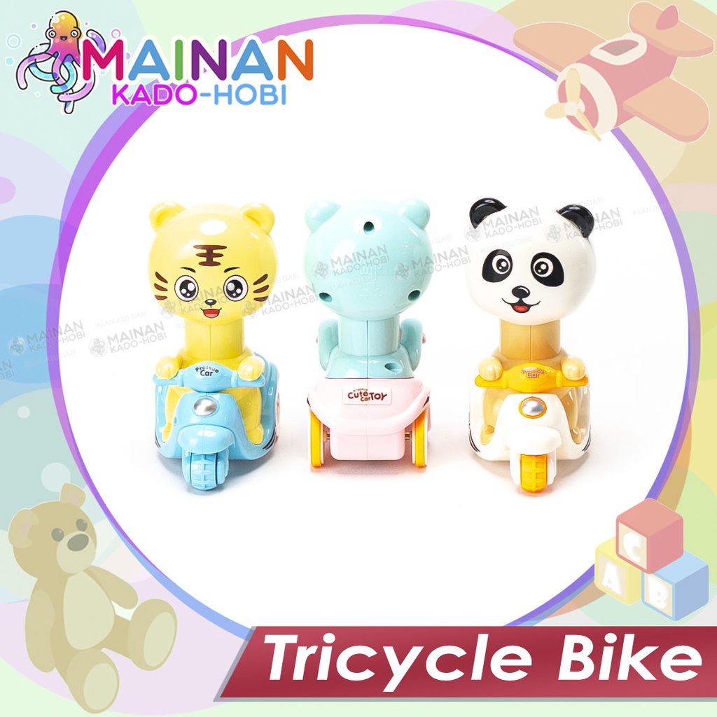 MAINAN ANAK KARAKTER ANIMAL PRESSURE CAR MOTOR VESPA RODA 3