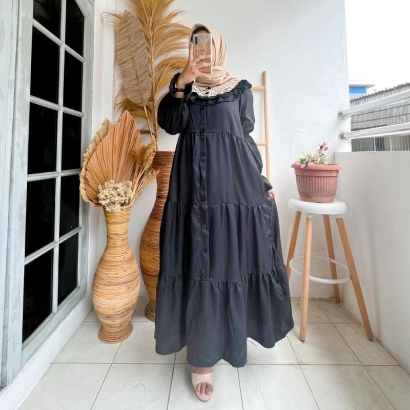 Ziya Gamis Terbaru Kekinian 2022 Mewah Jumbo Ld 110Cm Dress Muslimah Pesta Kondangan Polos Busui Ful