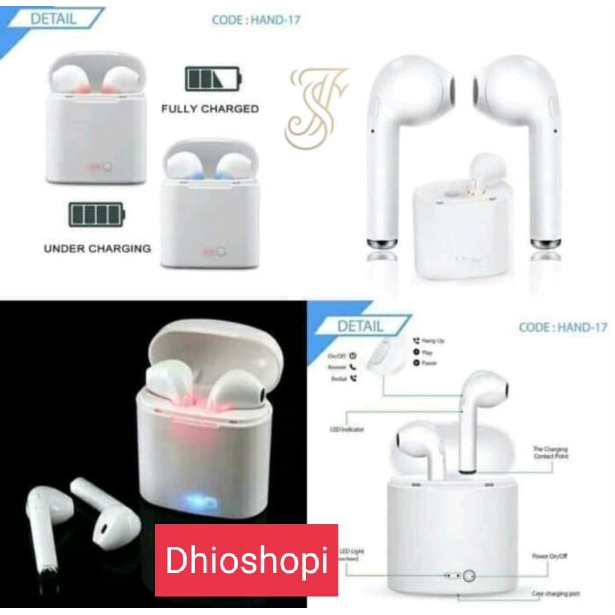 Headset Bluetooth Earphone I7S / TWS 4 wireless Twins With Charging Murah