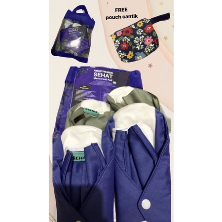 Menstrual Pad - 4 Pembalut 100% Kain SEHAT + Free Pouch