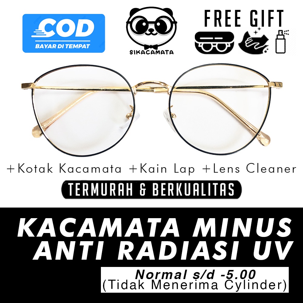 Kacamata Cat Eye 6073 MINUS ANTI RADIASI UV Hp, Laptop, Gadget -0.50 s/d -5.00 Blue Light Blocking Korea Fashion Untuk Wanita