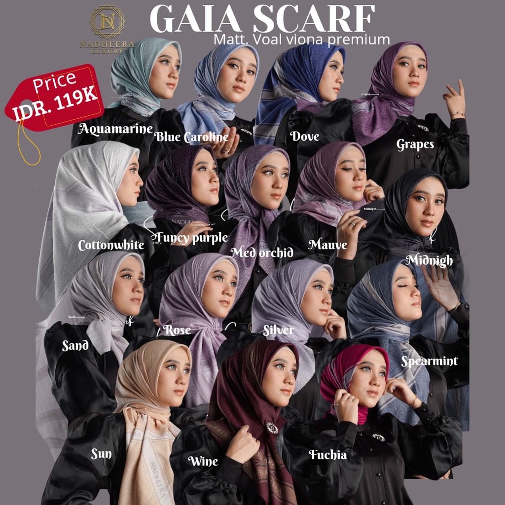 SCARF TERBARU NADHEERA HIJAB SEGIEMPAT PREMIUM NADHEERA LUXURY GAIA SCARF BY NADHEERA LUXURY HIJAB S