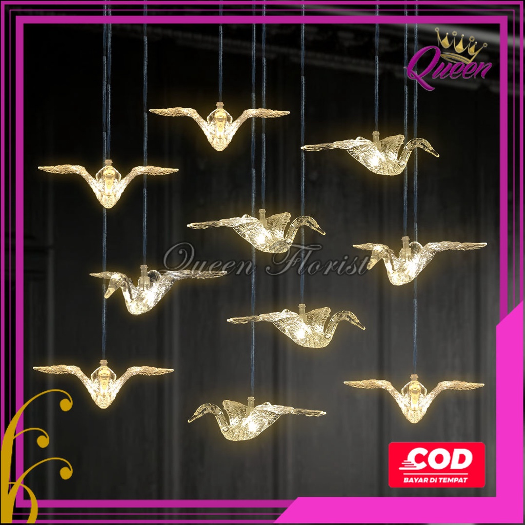 Lampu Angsa Akrilik 1 set / Acrylic isi 10 - Lampu dekorasi pelaminan - lampu gantung dekorasi weddi