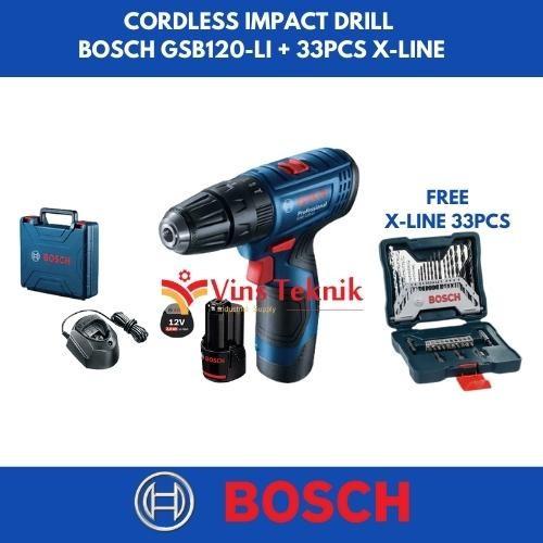 Mesin Bor Cordless Bosch Gsb 120 Li Mesin Baterai + Assesoris Gsb120Li Best Seller