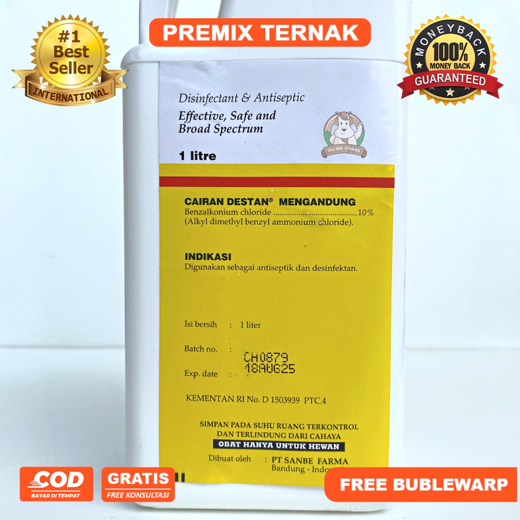 DESTAN 1 liter anti septik dan disinfektan untuk peternakan - Mirip Cetadest Bkc - Premix Ternak