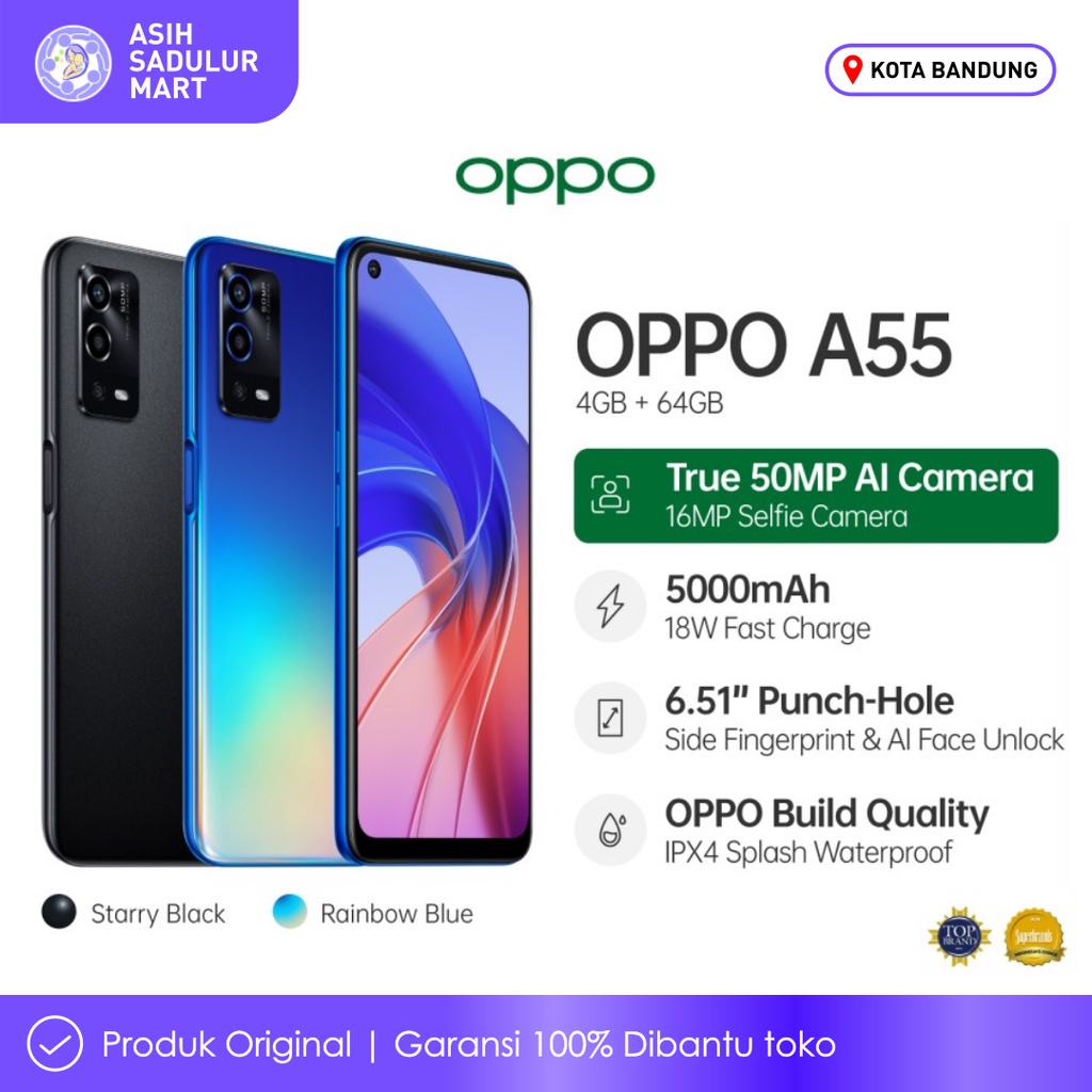 OPPO A55 4GB / 64GB Smartphone Bergaransi Promo Bandung