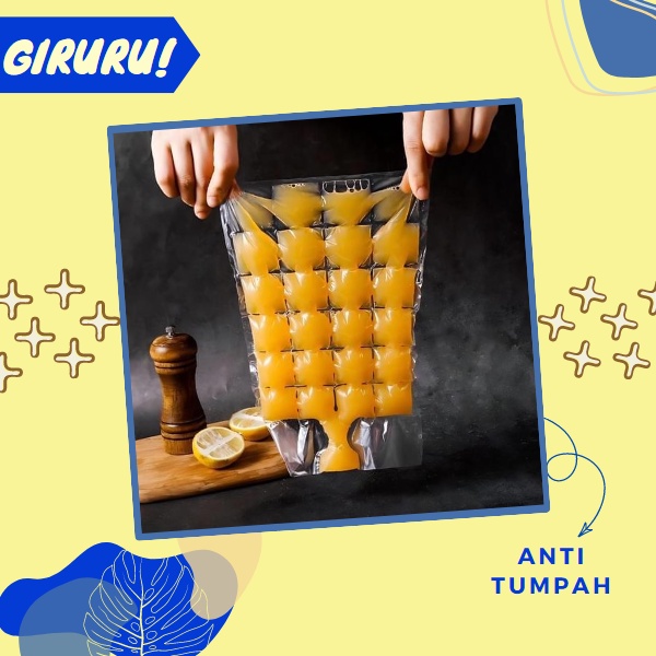 Kantong Cetakan Es Plastik untuk 24 Es Batu Disposable Ice Making Bag Food Grade / Pembuat Es Batu / Penyimpan Es / PLASTIK CETAK ES BATU SYRUP 1 PCS / KANTONG PEMBUAT ES BATU SEKALI PAKAI ICE BAG CUBE MAKER / PEMBUAT ES DISPOSABLE ICE MAKING BAG FOOD