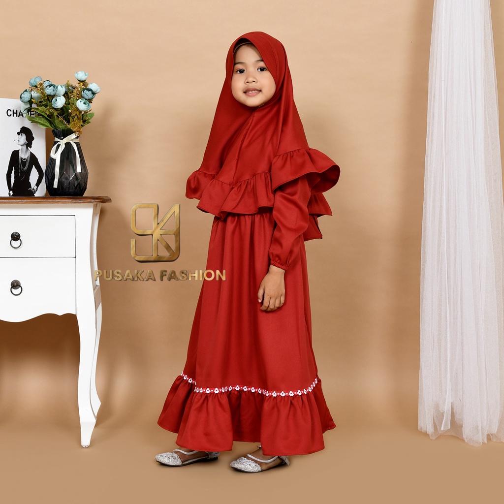 NAlSYA KIDS baju gamis anak perempuan muslim pakaian syari set hijab putih khimar modern murah ADA 6 WARNA BISA BUAT ANAK 2 SAMPAI 9 TAHUN fashion muslim kid warna putih hitam wardah moca lilac bata gaun anak muslim long dress mengaji manasik