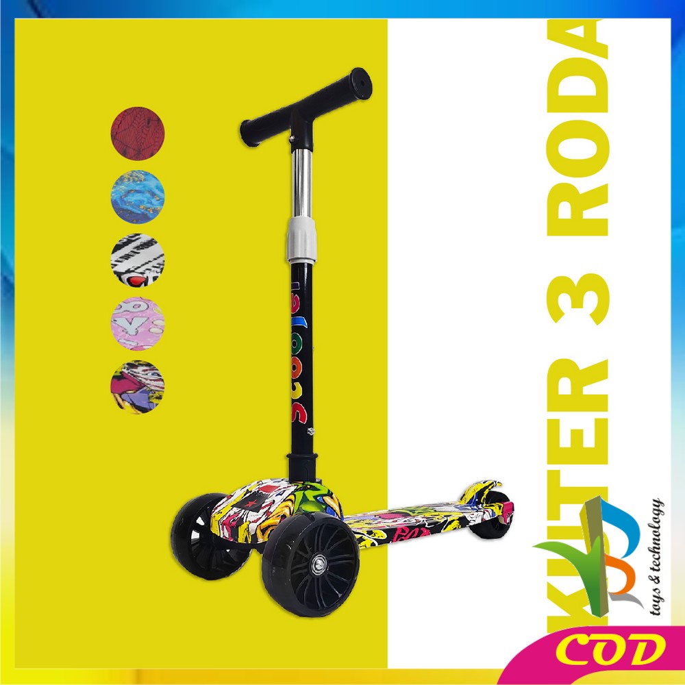 RB-M252 Mainan Skuter Anak Karakter Scooter Roda 3 Otoped Anak Bisa Dilipat Injak Mainan Outdoor Kickboard Scooter