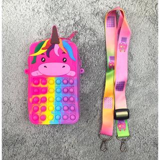 Tas Pop It Tali Selempang  anak karakter karakter Lucu Murah Silicone tas hp Cewek