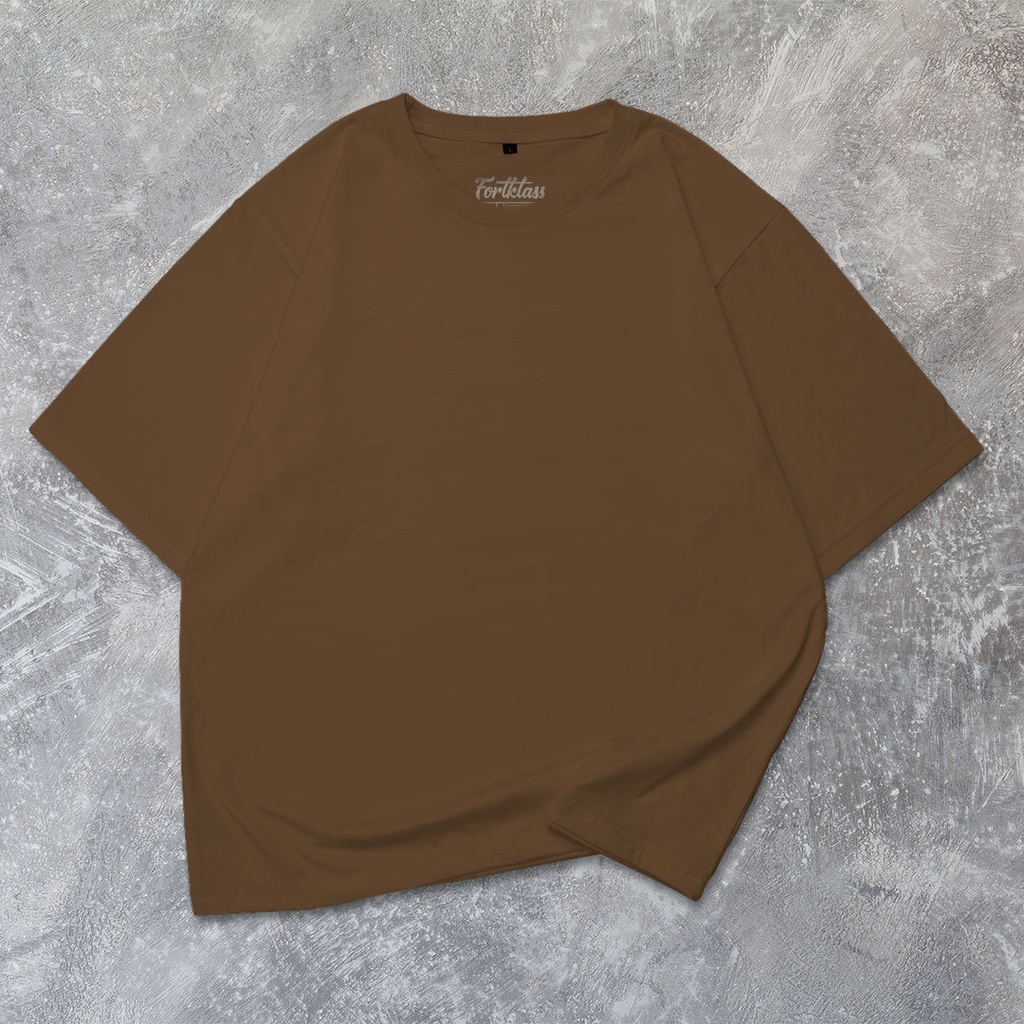 Fortglass Kaos Polos Oversize T-Shirt Cowok Premium