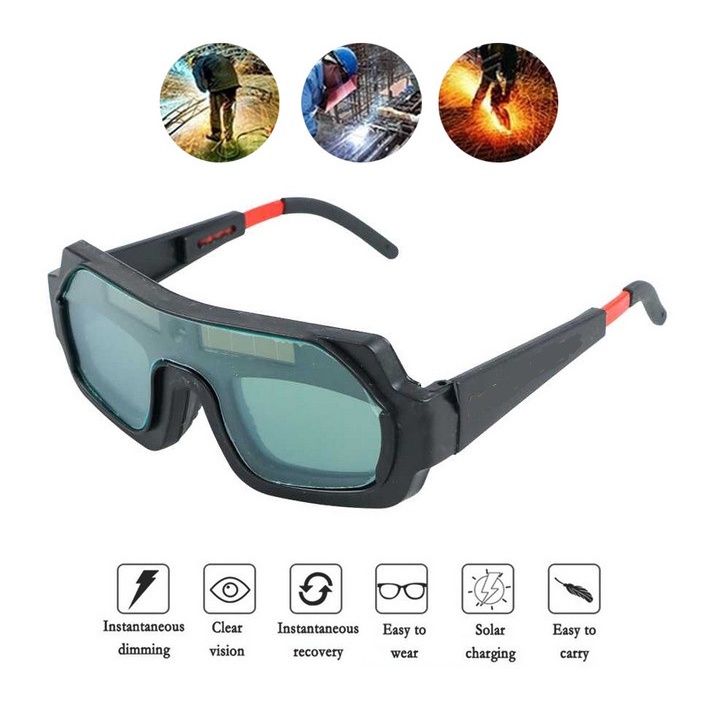 Kacamata Las Otomatis DUAL GLASS Autodark Auto Darkness Dark Welding Glasses Solar Automatic Dimming Goggles