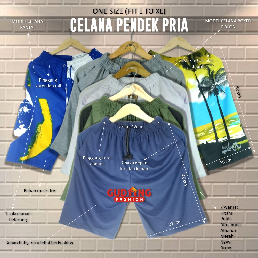 Celana Pantai Pria Super Quick Dry Multi Colour - CLN (COMB)