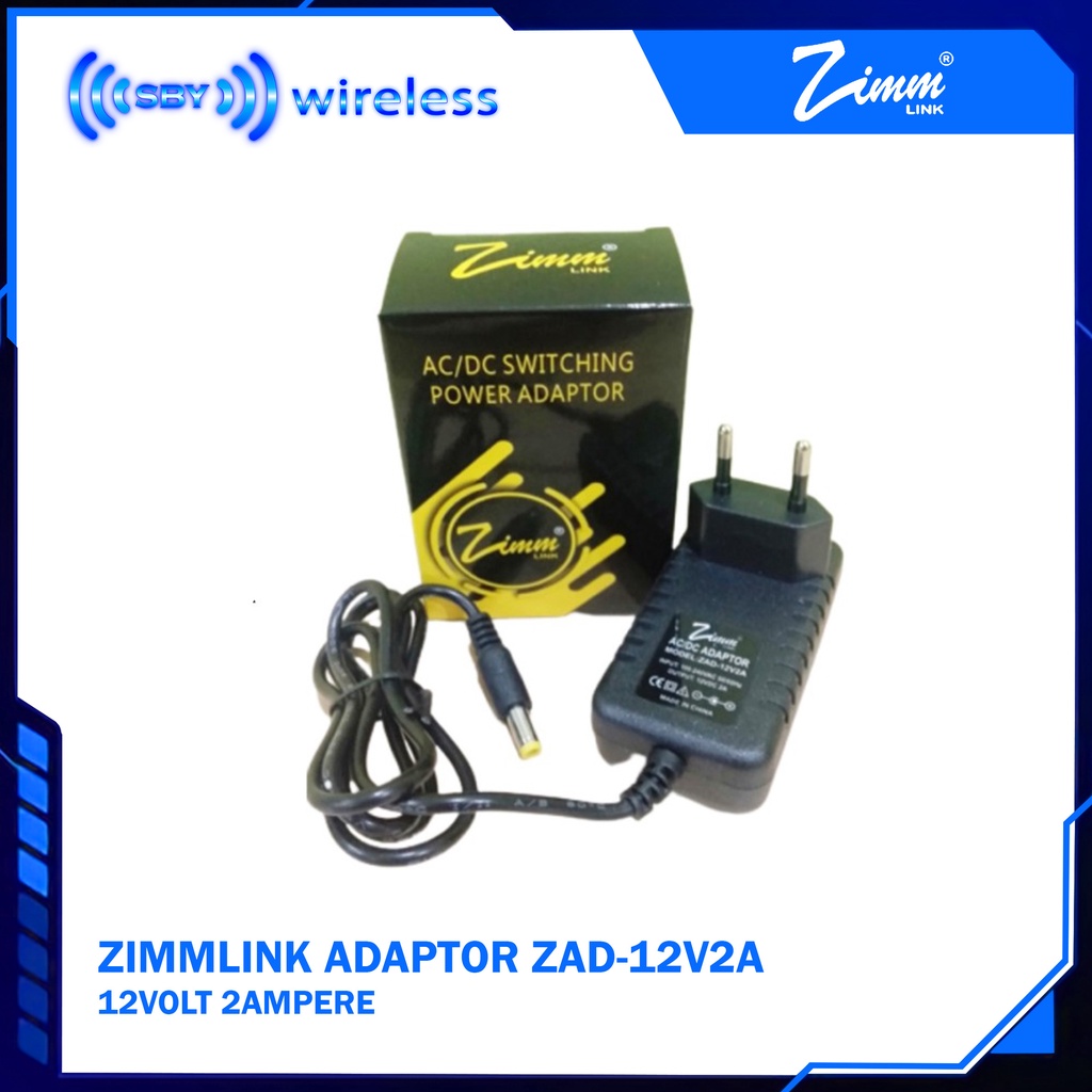 ADAPTOR 12V 2A ZAD-12V2A ZIMMLINK 12VOLT 2AMPERE