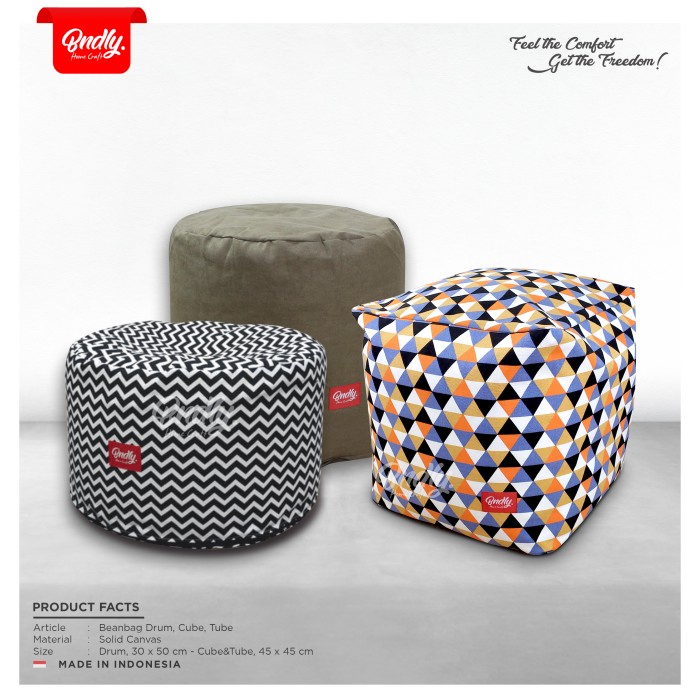 Beanbag Beanbag / Bean Bag Bndly. Model Drum/Tube/Cube.Tanpa Isi