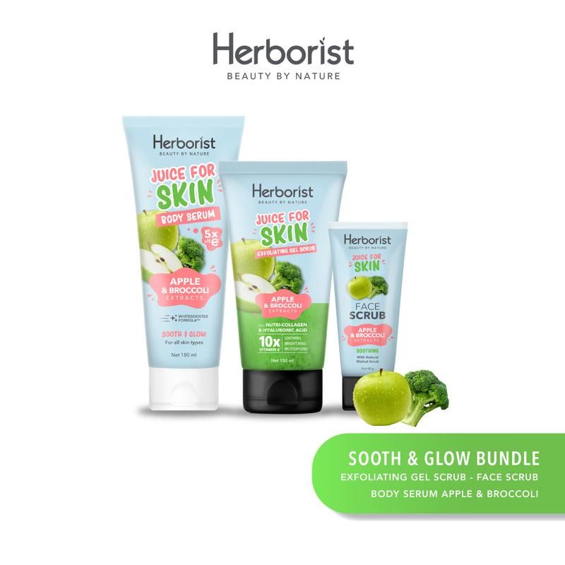 Herborist Juice for Skin Bundle 3 in 1 (Body Serum + Exfoliating Gel + Face Scrub) | Paket Herborist Bundle 3 in 1