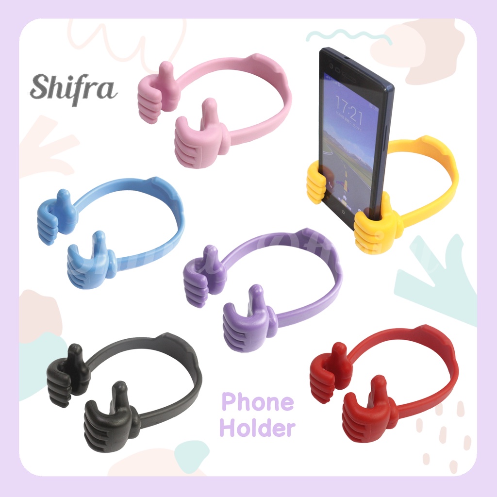 Shifra Phone Holder Tempat HP Plastik Bentuk Jempol Thumb Oke Pink Purple Blue Black Red