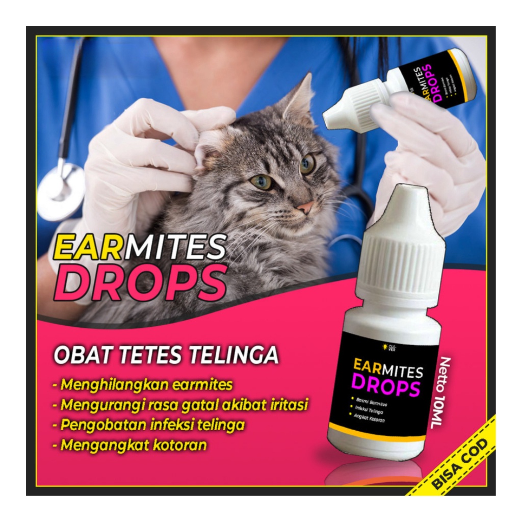 EARMITES DROPS  Tetes Kutu Earmites Telinga Kucing ~ Infeksi Gatal Iritasi Radang Telinga [ CS ]