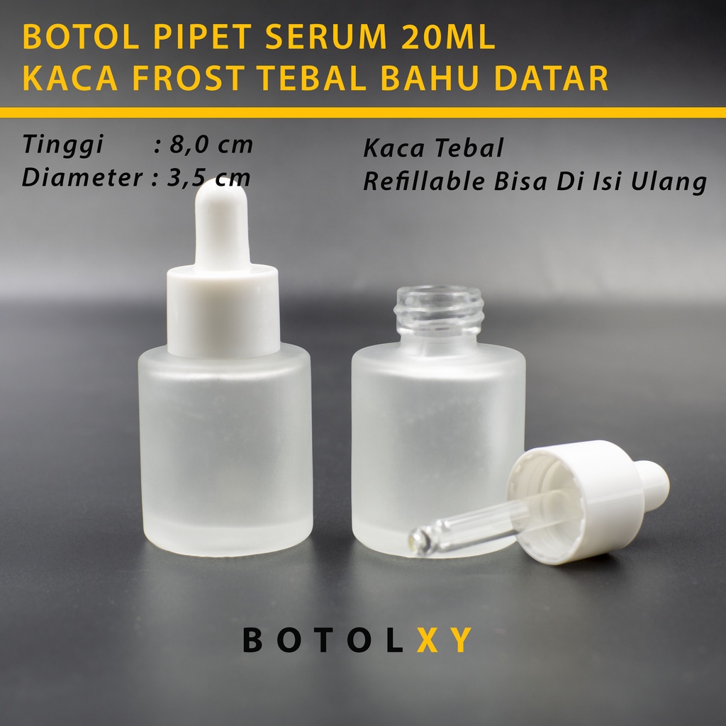 Botol Pipet Kaca Frosted 20ml Serum Tetes Model Scarlet Skin Care