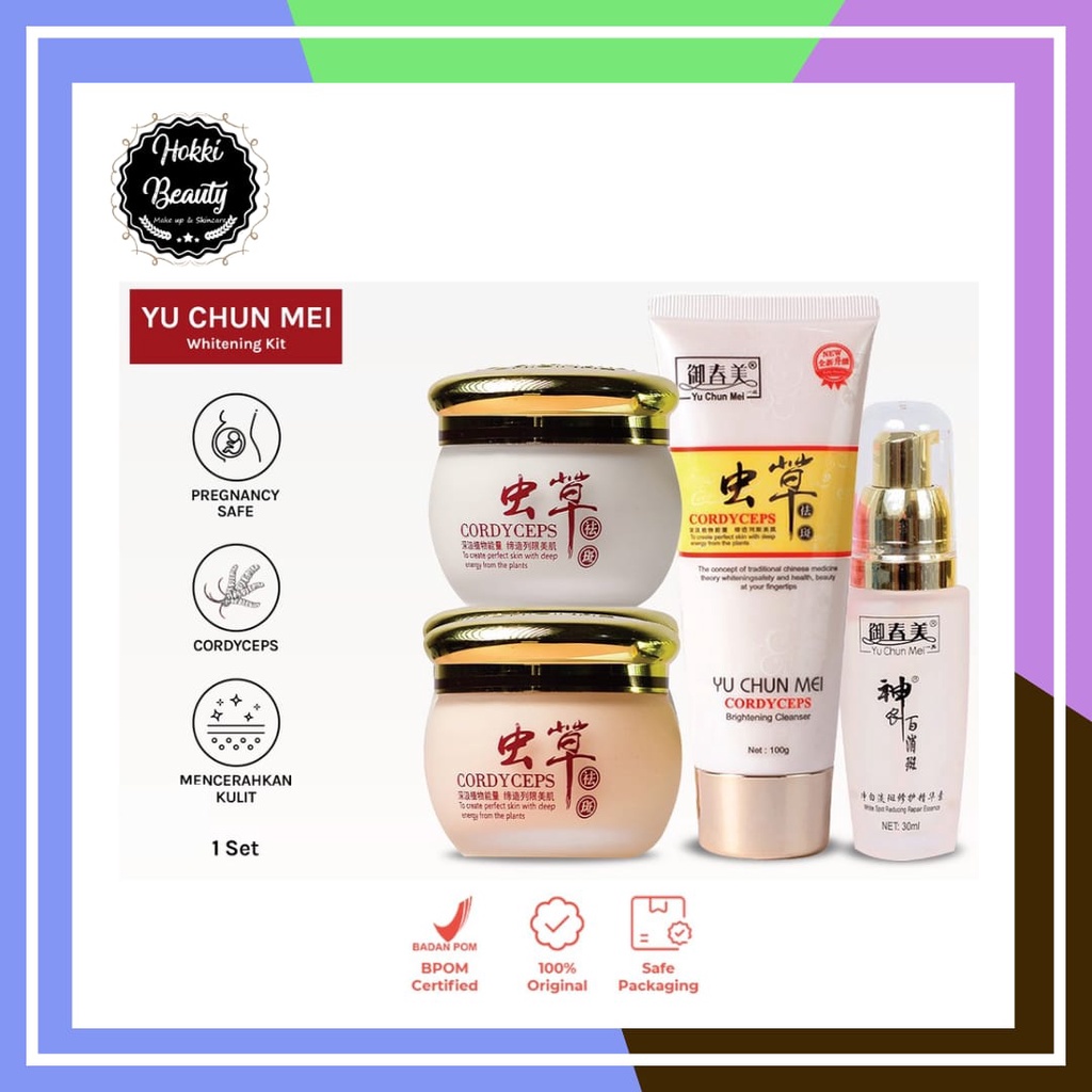 YU CHUN MEI Cordyceps Whitening KiT (SERUM 24K GOLD - CLEANSER-SERUM - DAY - NIGHT CREAM-TONER)