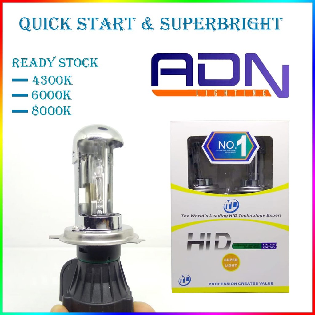 ADNJKT BOHLAM HID H4 HI/LO 35-55 watt Support QUICK START SUPERBRIGHT