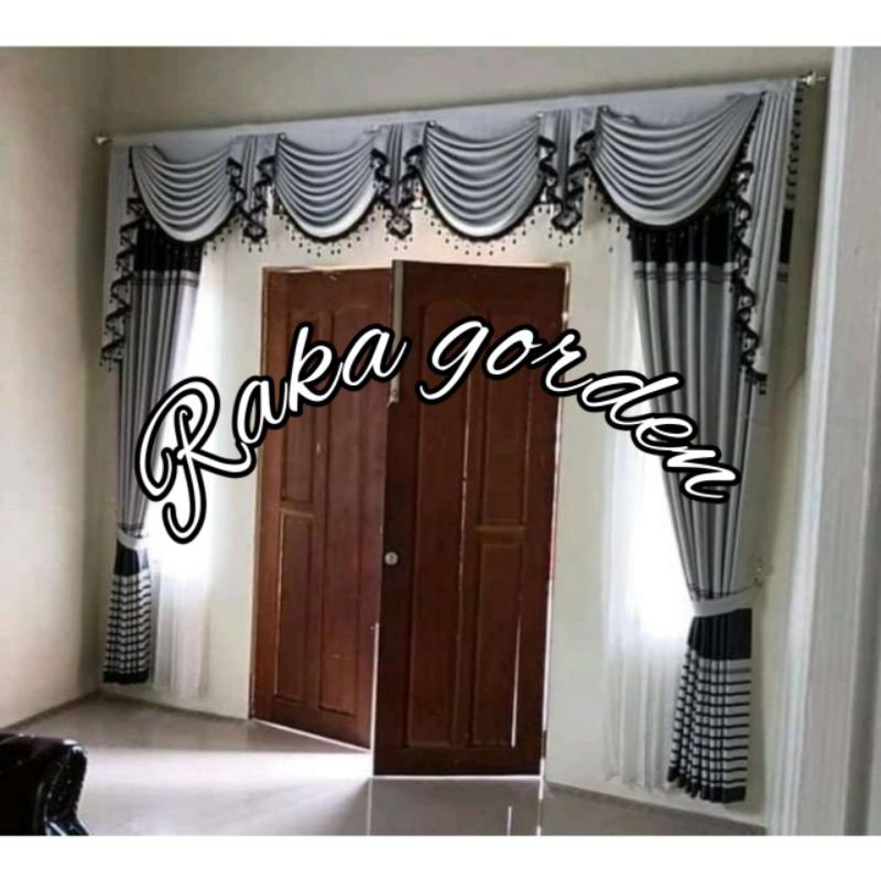 gorden set poni rumbai. pintu depan  blackout original