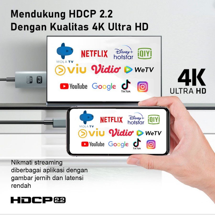 PX MHA-20C Kabel MHL USB Type C to Cable TV Converter 4K 2M