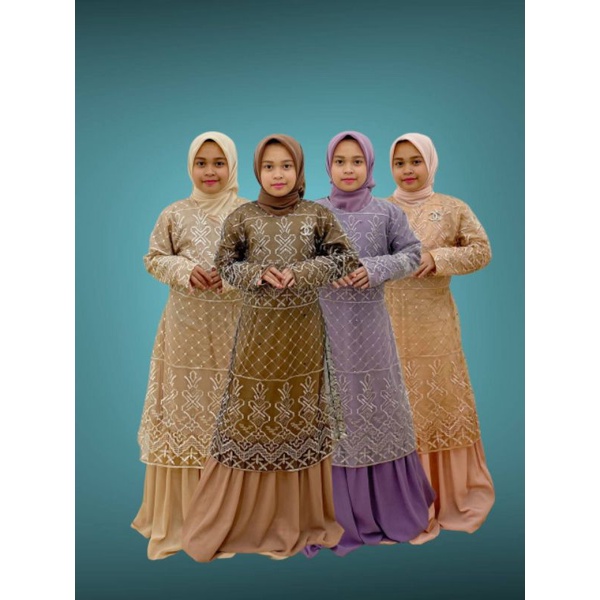 PB Prilly Busana - VELISA DRESS ANAK TILE BORDIR MIX CERUTY MALAYSIA - GAMIS ANAK BRUKAT - GAMIS PESTA ANAK