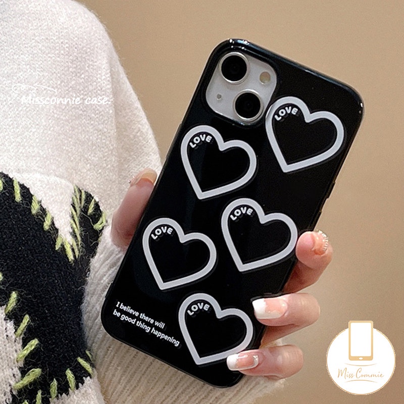 Casing Soft TPU Cover Kompatibel Untuk IPhone 7Plus 8Plus 11 Pro Max XR 14 13 12 Pro Max 7 8 Plus 14 Plus X XS Max SE 2020 Kartun Love Hati Glossy Halus Full Pelindung Casing Ponsel