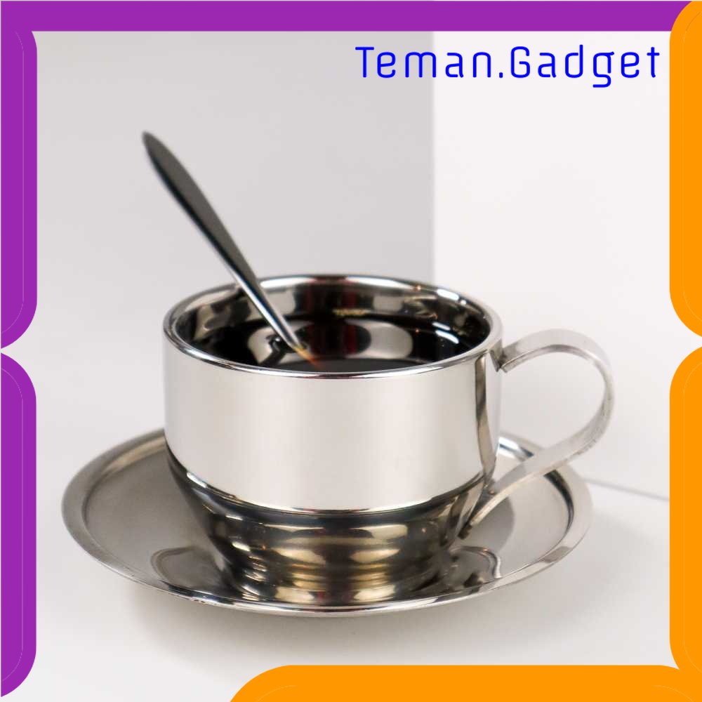 TG - DPR One Two Cups Set Cangkir Sendok Piring Kopi Stainless Steel - 201