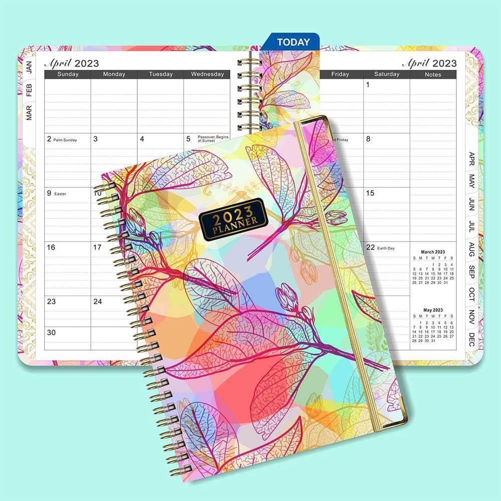 R-flower 2023 Agenda Notebook Plan Book Hadiah Bulanan Mingguan Kantor Perlengkapan Sekolah Dengan Telunjuk Stiker Alat Tulis 12-bulan Diary