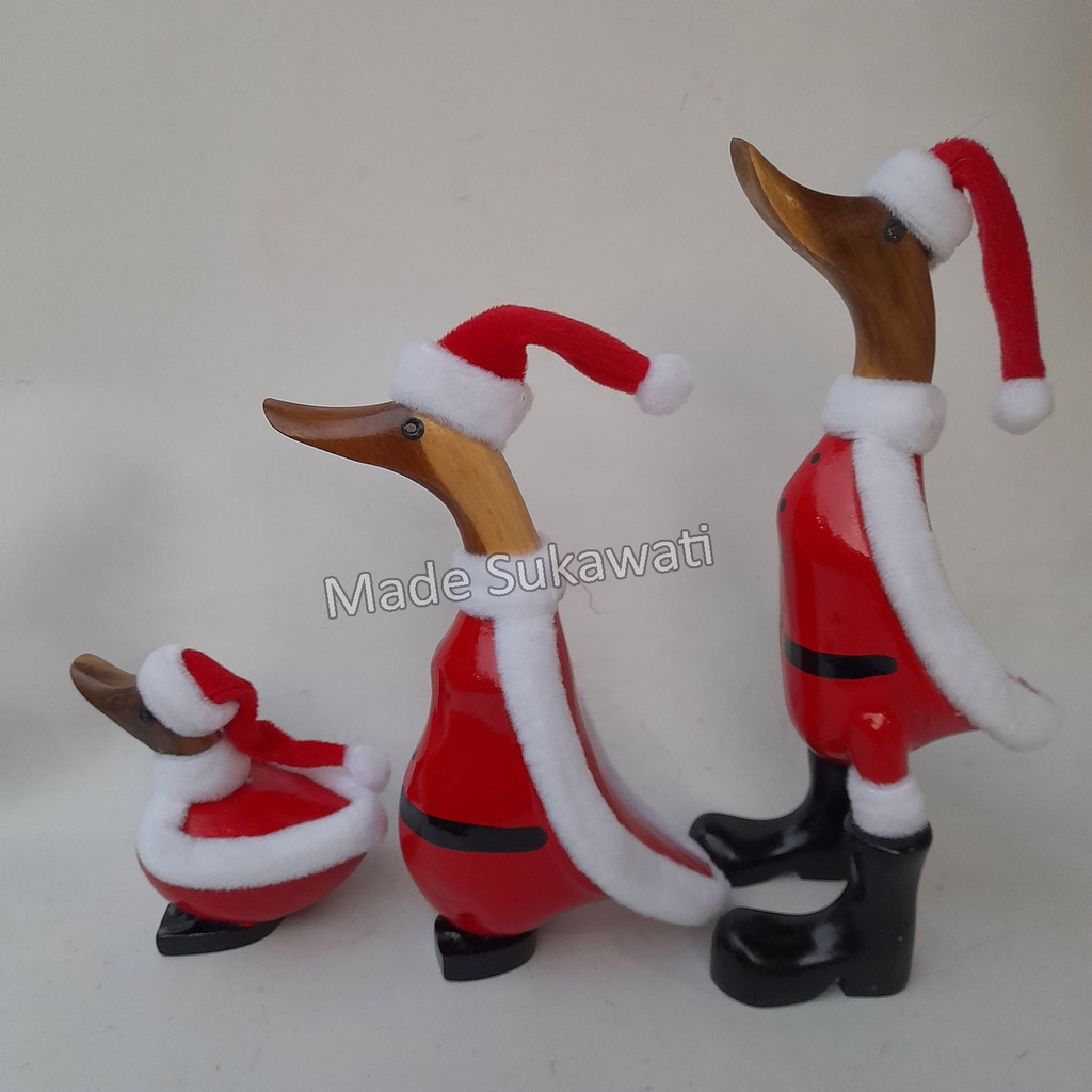 Patung bebek merah putih 27cm Natal Sinterklas SantaClaus kerajinan kayu handmade