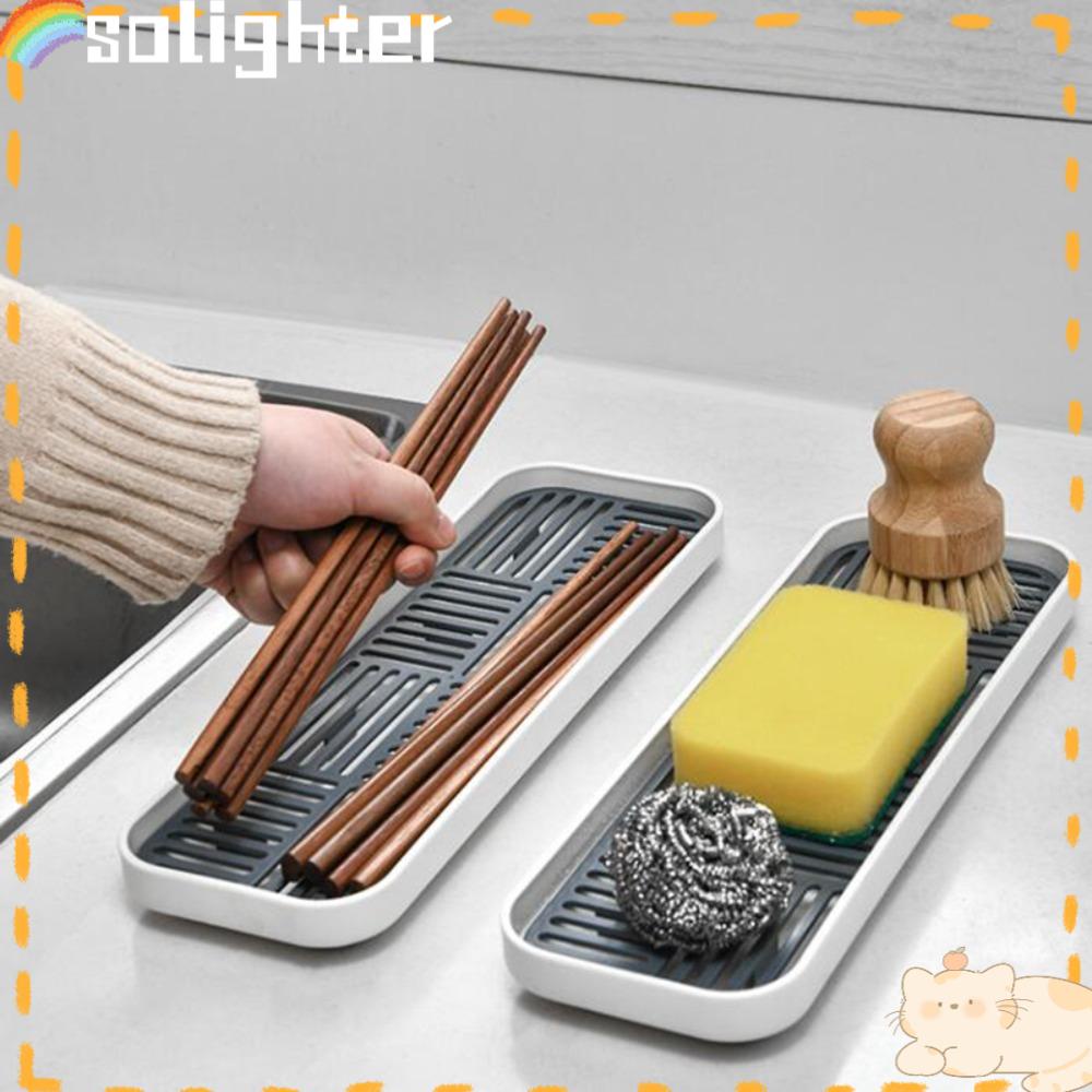 Solighter Removable Wastafel Sabun Organzier Kapasitas Besar Permen Sayuran Tray Lemari Dapur Piring Dapur Penyimpanan Kamar Mandi Nampan Penyimpanan