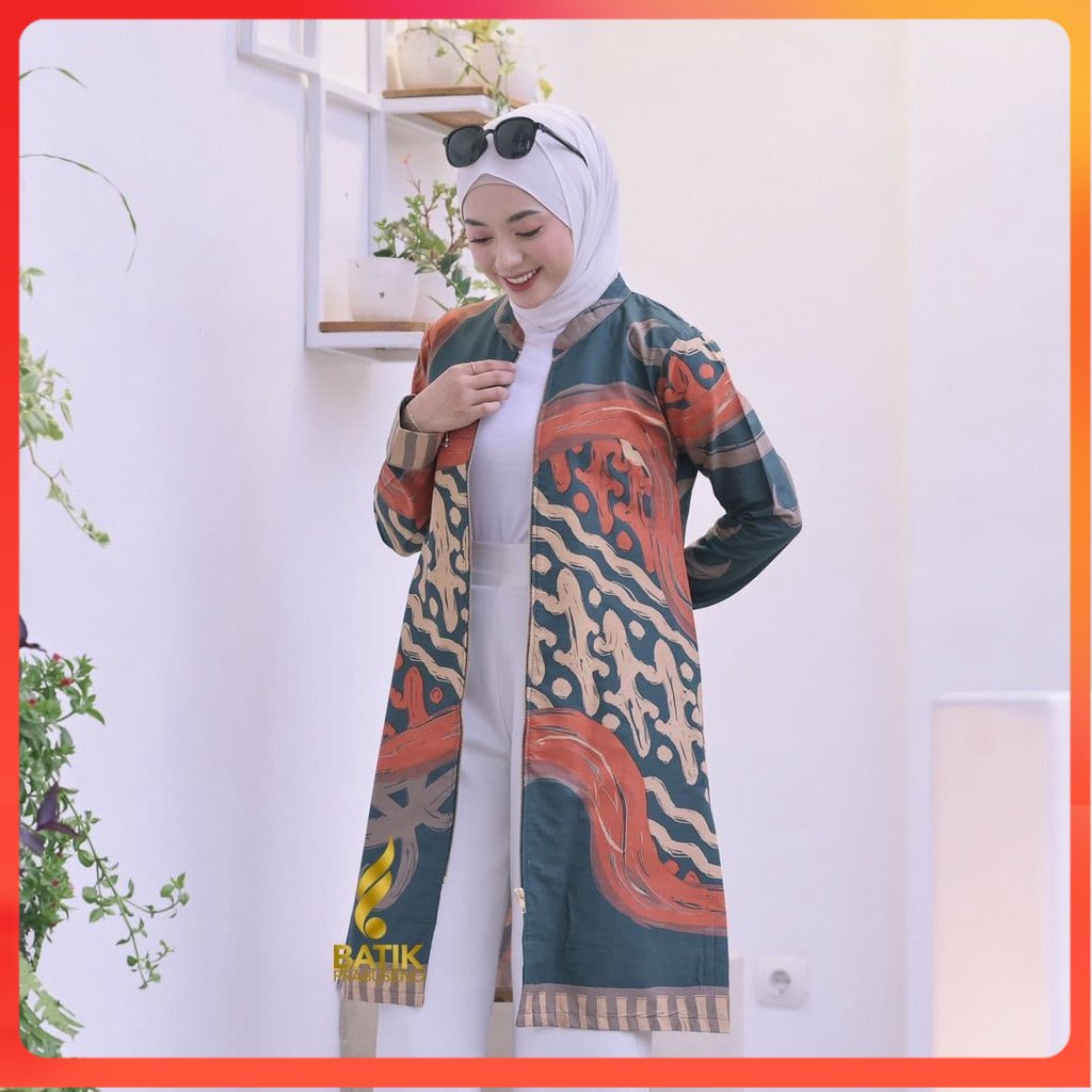 Batik Prabuseno - Nesa Tunik Batik Wanita Lengan Panjang