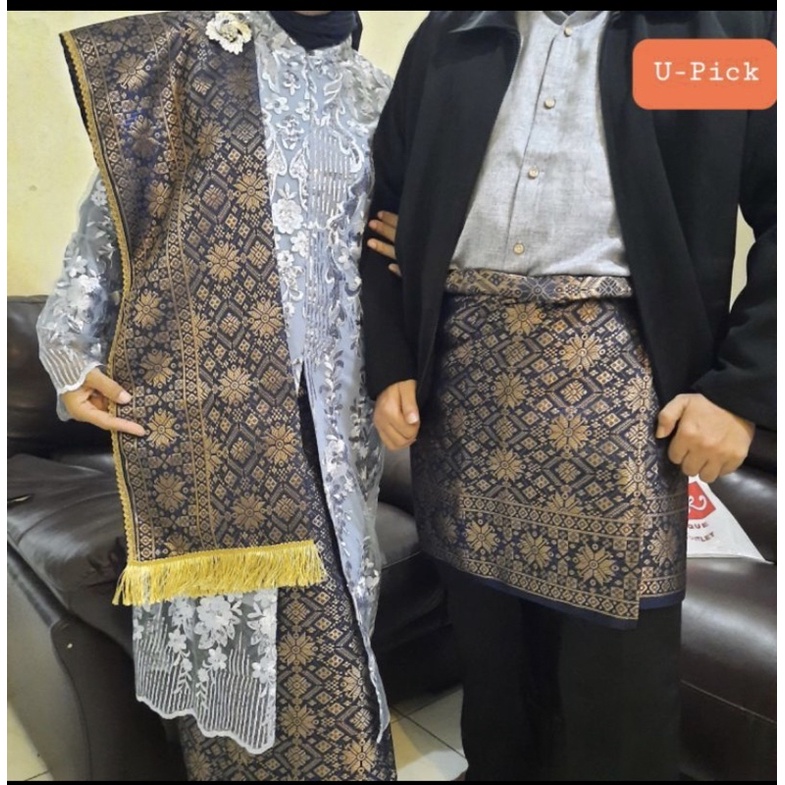 SARUNG SONGKET LILIT BAPAK+SELENDANG BESAR IBU//SONGKET BAPAK TRADISINAL// SONGKET PALEMBANG TERMURAH