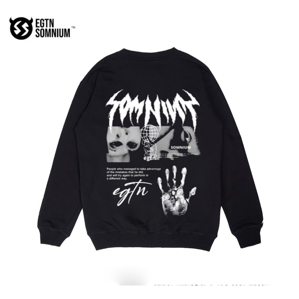 (BISA COD) Sweater Crewneck ORIGINAL EGTN SOMNIUM Sweater Metal Bordir sweater pria wanita