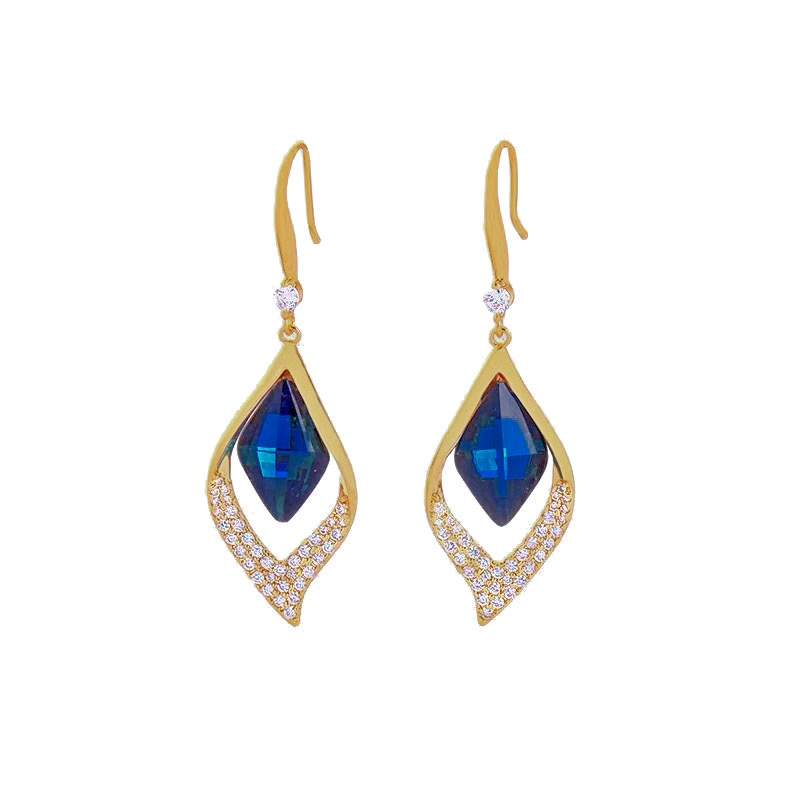 Anting Biru Perempuan Ins Korea Anting All-match Temperamen Trendi Baru S925 Anting Earrings